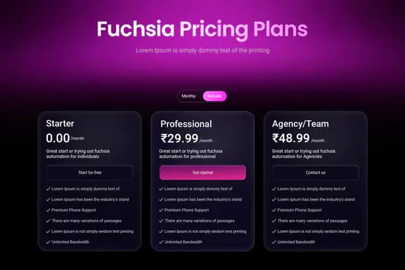 Fuchsia Pricing Table Template