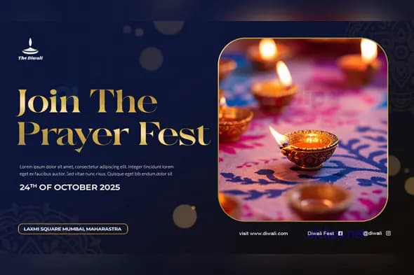 Diwali Prayer Fest Invitation PSD Template