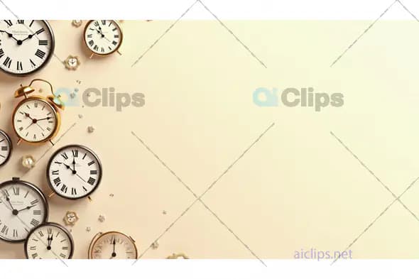 Vintage Roman Clocks on Cream Background