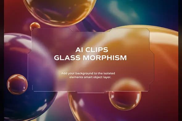 Glass Morphism Mockup with Floating Gradient Bubbles