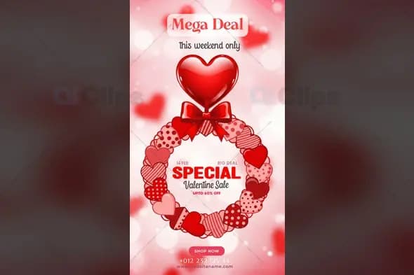 Valentine's Day Sale Photoshop PSD Template | AIClips