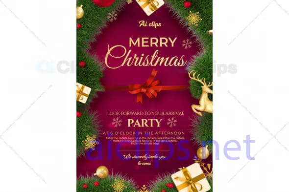 Merry Christmas Party Invitation PSD Template