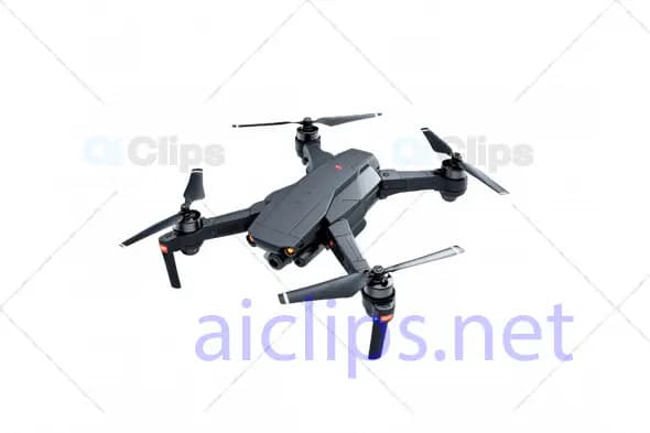 Sleek 3D Black Drone with LED Indicators and Dual Camera