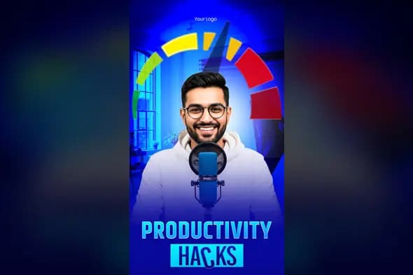 Productivity Podcast Thumbnail Template