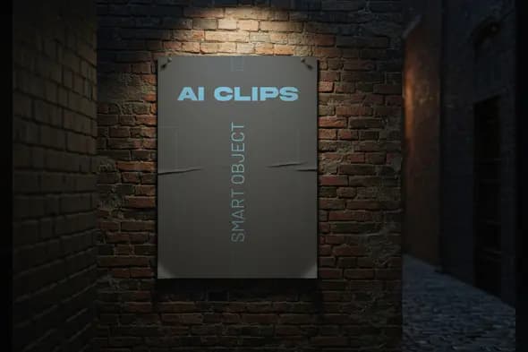 Urban Wall Poster Mockup  Realistic Night Street Display