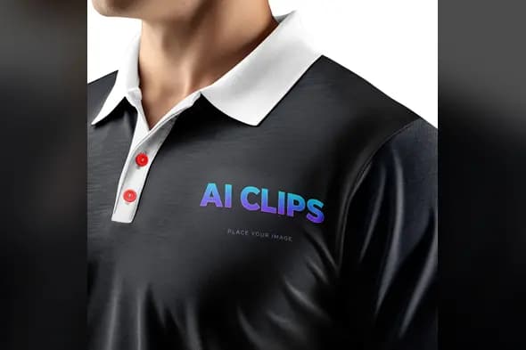 Polo Shirt Mockup Holographic Logo Effect