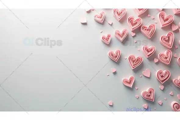 Pink Paper Quilling Hearts in Cascading Design