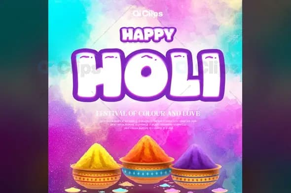 Joyful Holi Festival Photoshop PSD Template | AIClips