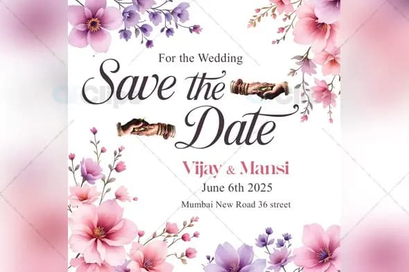 Floral Save the Date PSD Template