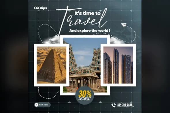 Travel-themed Photoshop Template with Discount Offer