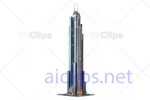 Modern High-Rise Skyscraper 3D Model with Sleek Design