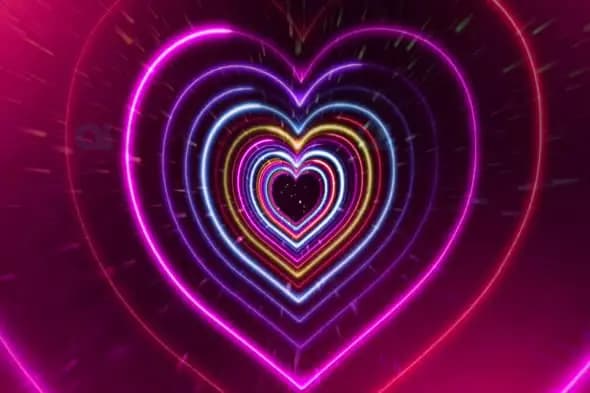 Neon Heart Tunnel - Vibrant Romantic Motion Graphic