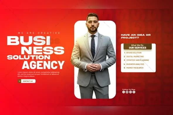 Business Solution Agency Banner PSD Template