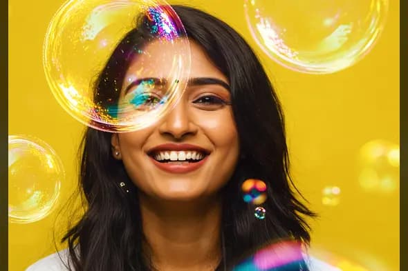 Bubble Overlay Portrait Effect Playful & Vibrant Photo Editing