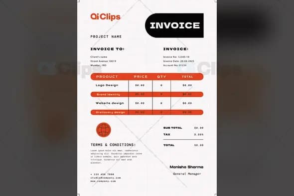 Modern Red and Black Professional Invoice Template Design
