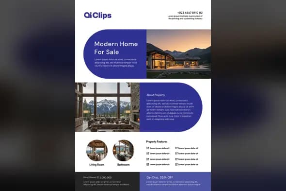 Modern Luxury Mountain Home Real Estate Social Media Template