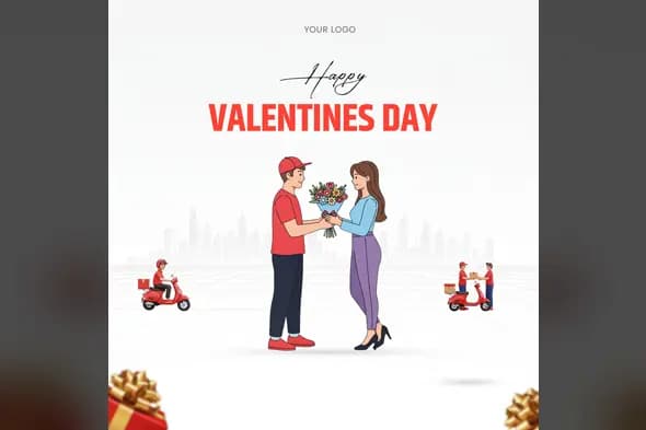 Valentine's Day Delivery Service Promo Template