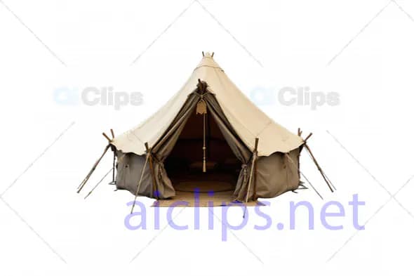 Rustic 3D Safari Tent Illustration with Cozy Interiors