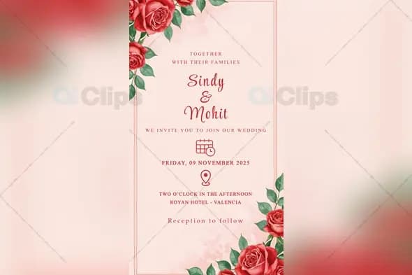 beautiful Floral Wedding Invitation PSD Template