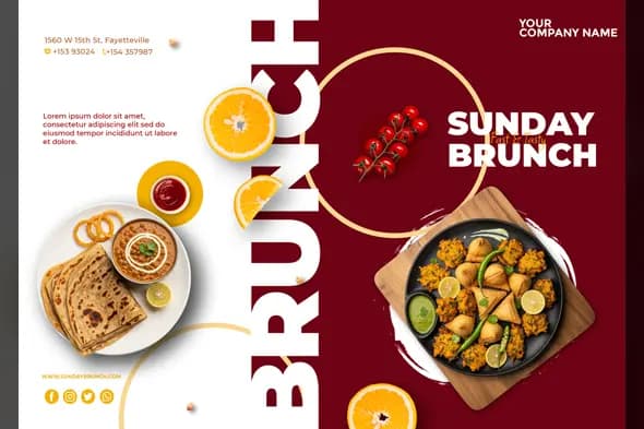 Elegant Sunday Brunch Restaurant Marketing Template