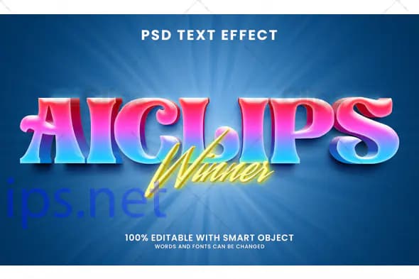 Gradient Winner Text Effect PSD