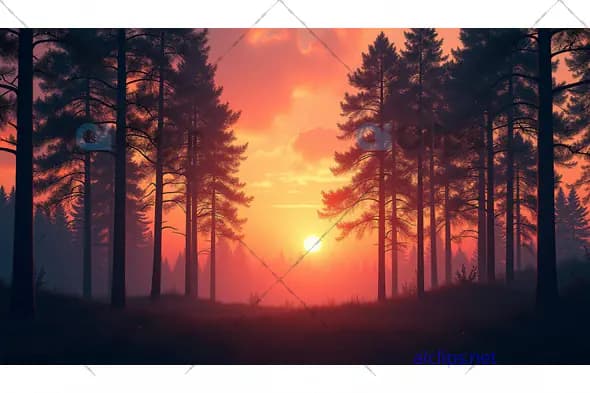 Vibrant Forest Sunset