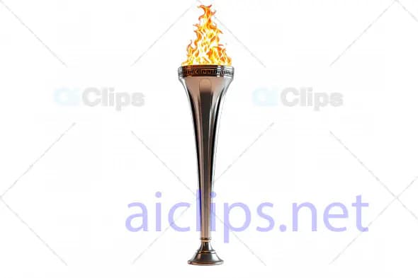 Sleek 3D Ceremonial Torch with Flame