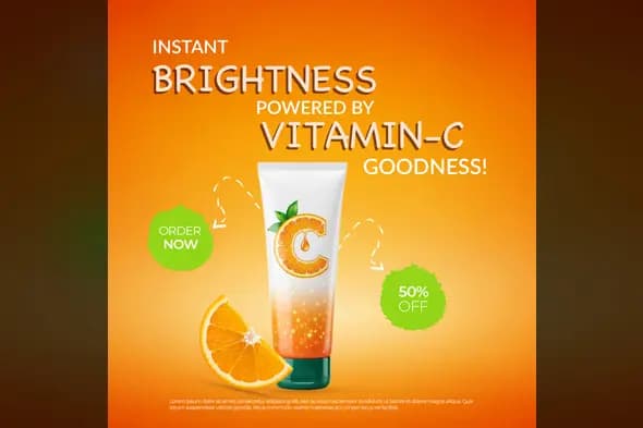 Radiant Vitamin C Skincare Ad Template