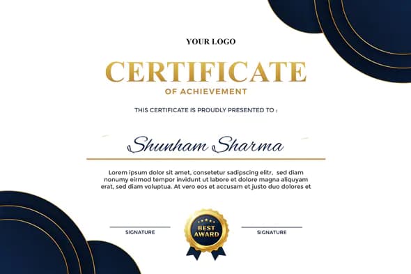 Elegant Navy and Gold Achievement Certificate Template