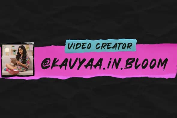 Pink & Blue Ripped Paper  Video Creator Social Media Handle  Template