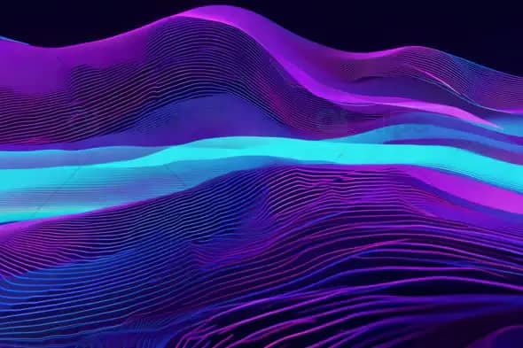 Vibrant Neon Digital Wave with Abstract Flowing Lines