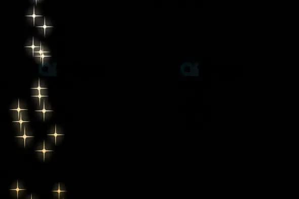 Cascading Golden and White Stars Overlay on Black Background