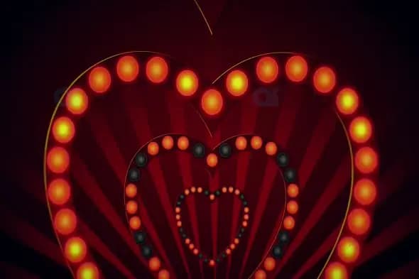 Retro Glowing Heart Lights - Vintage Romantic Motion Graphic
