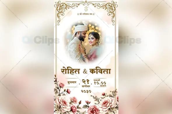 Luxury Marathi Wedding Invitation PSD Template