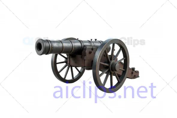 Realistic Wooden-Wheeled Cannon 3D Model