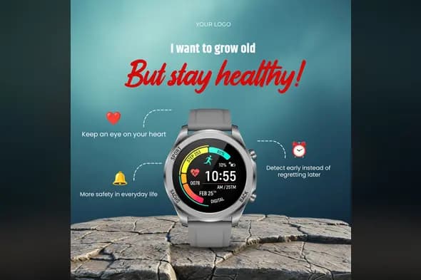 Health Monitoring Smartwatch Ad Template