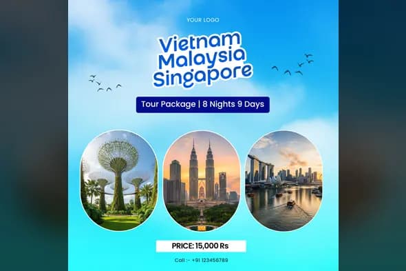 Southeast Asia Tour Package Social Media Template