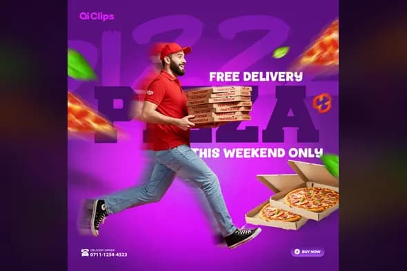 Pizza Delivery Weekend Promotion Social Media Template