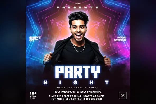 Neon Party Night Club Event Flyer Template