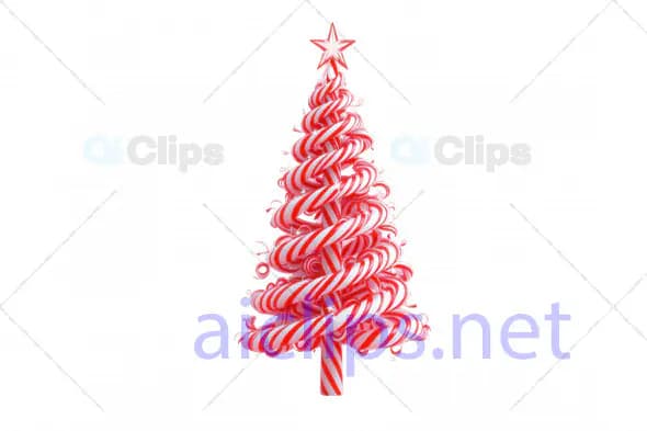 Candy Cane Christmas Tree 3D Model with Red Star Topper