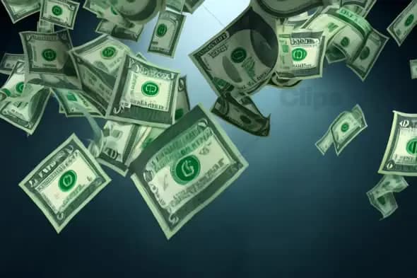 Falling Dollar Bills – Financial Success and Wealth Concept