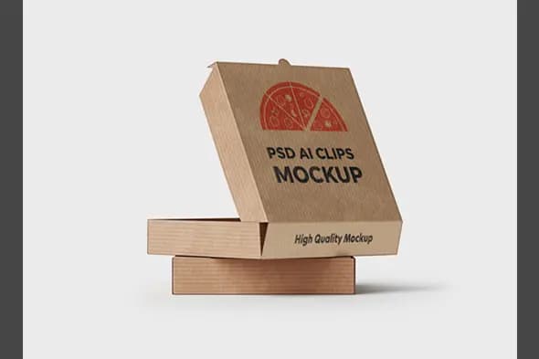 Kraft Paper Pizza Box Mockup