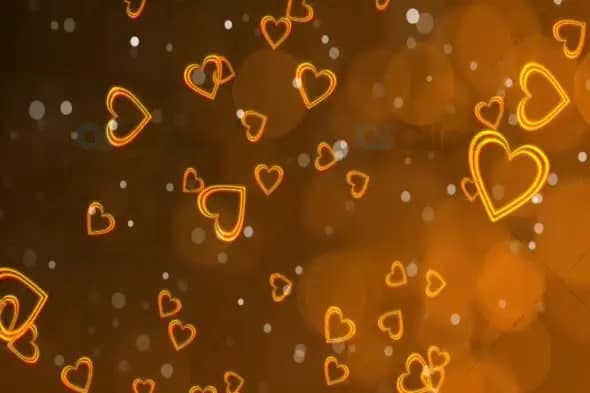 Floating Glowing Hearts with Warm Golden Background Animation
