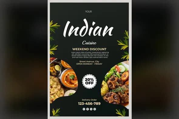 Indian Cuisine Weekend Discount Flyer Template