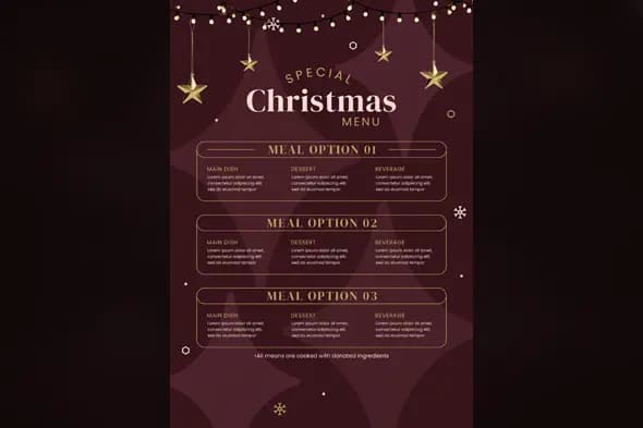 Burgundy Gold Christmas Menu Template