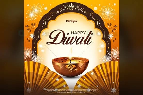 Happy Diwali Celebration Flyer PSD Template