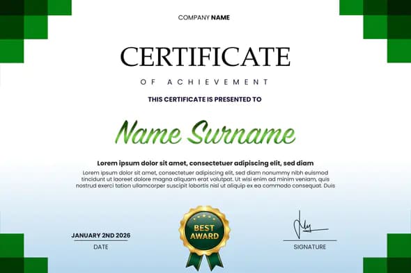 Green Geometric Achievement Certificate Template