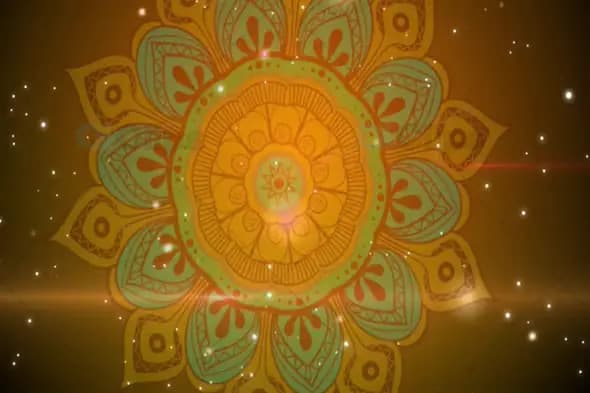 Golden Teal Mandala with Sparkling Lights - Festive Celebration Motion Graphic