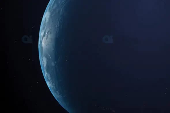 Close-Up View of Earth in Space - Partially Illuminated