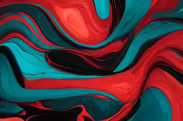 Abstract Red and Teal Fluid Swirl – Artistic Liquid Motion
